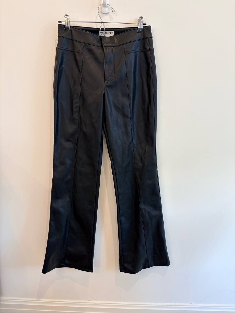We The Free Black Faux Leather Flare Jeans